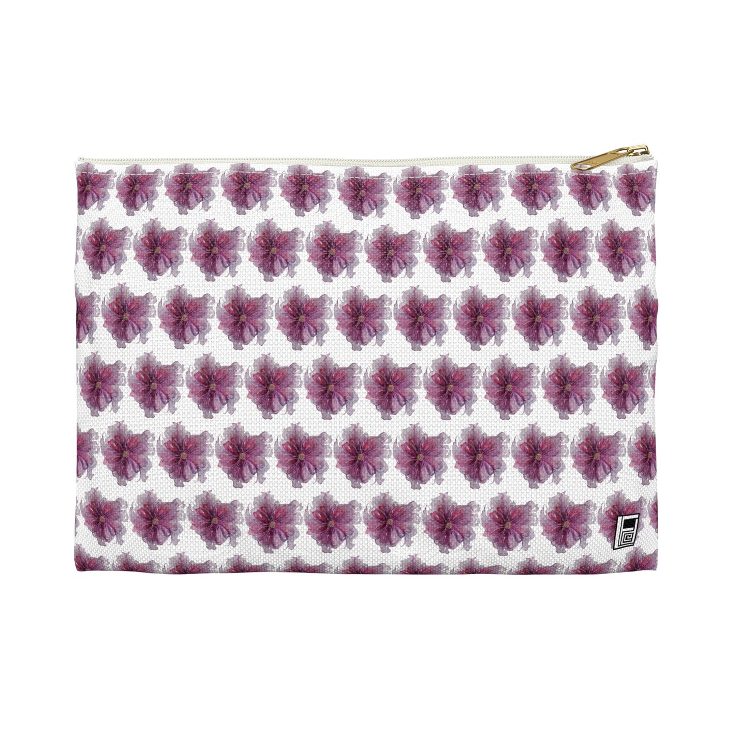 Make Up Bag - No. 269 - Purple & Pink Flower on White