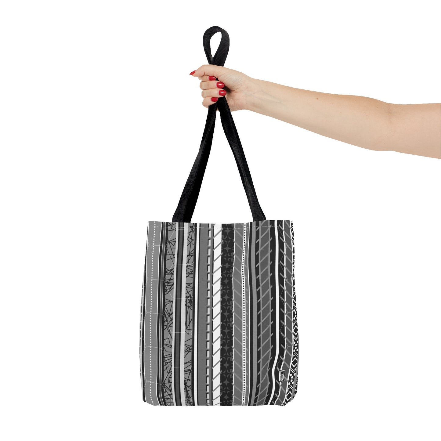 Tote Bag  - No. 298 A -  Black, White, Grey Stripes