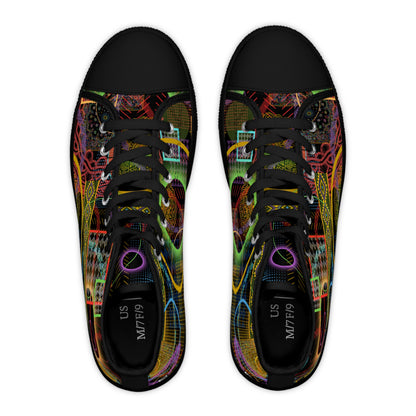 Women's High Top Sneakers, No. 299 - 'Rings' Multicoloured Abstract - By Irish Artist Fiona de Lacy