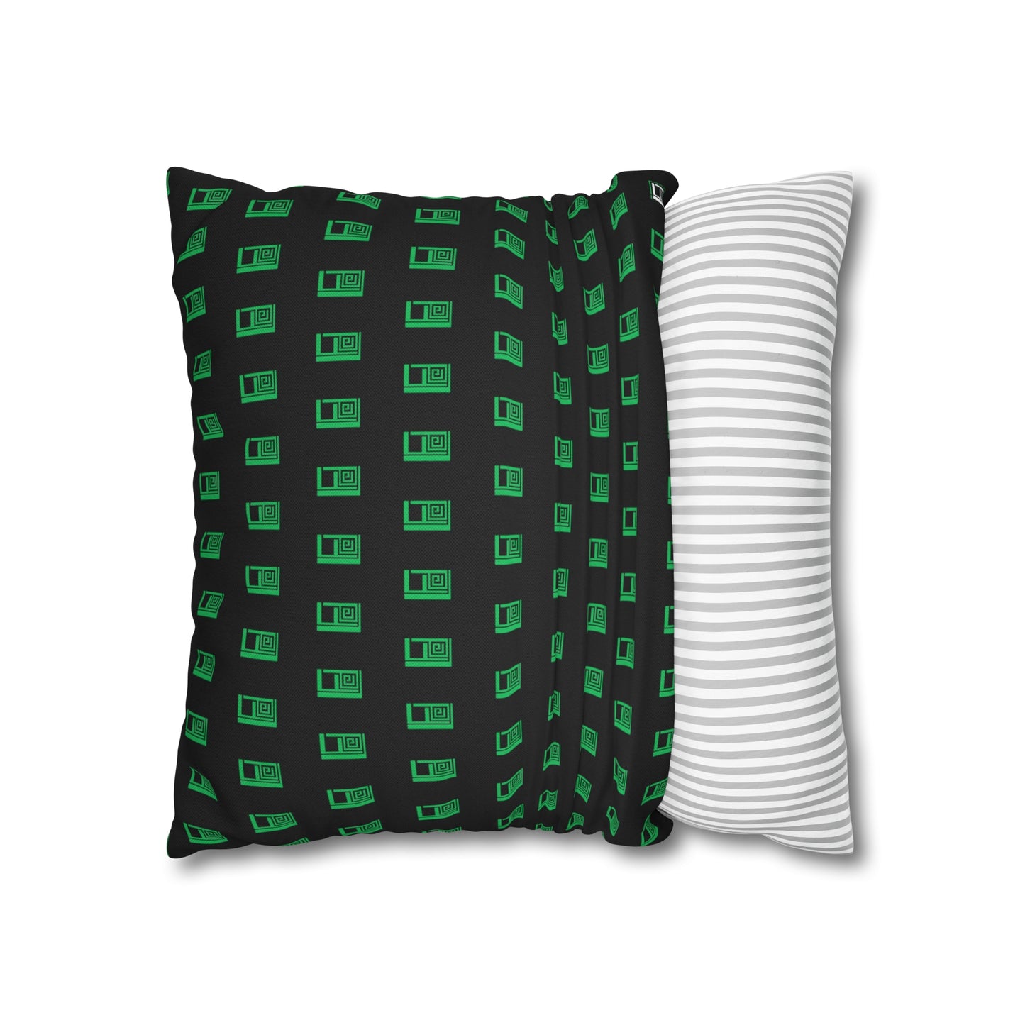 Cushion Pillow Case - No. 000GN - Green Logo on Black