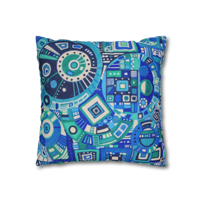 Cushion Pillow Case - No. 262 - Blue Geometric Abstract