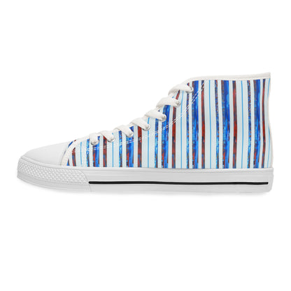 Women's High Top Sneakers, No. 140 -  'Thin Blue Line' - Designed by Irish Artist Fiona de Lacy