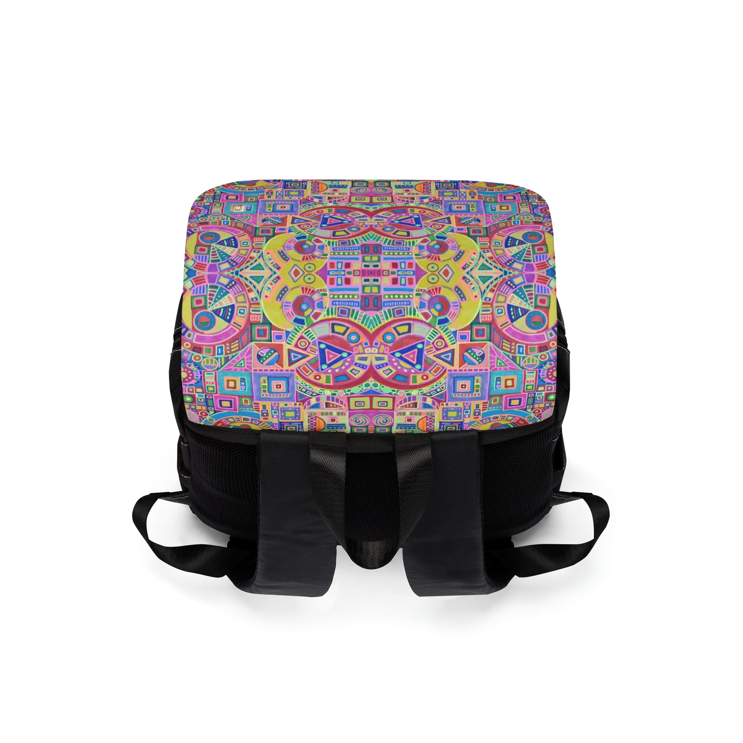 Casual Shoulder Backpack,  No. 260 B Multicoloured Abstract -  By Irish Artist Fiona de Lacy