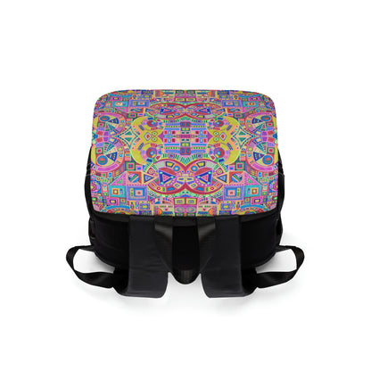 Casual Shoulder Backpack,  No. 260 B Multicoloured Abstract -  By Irish Artist Fiona de Lacy