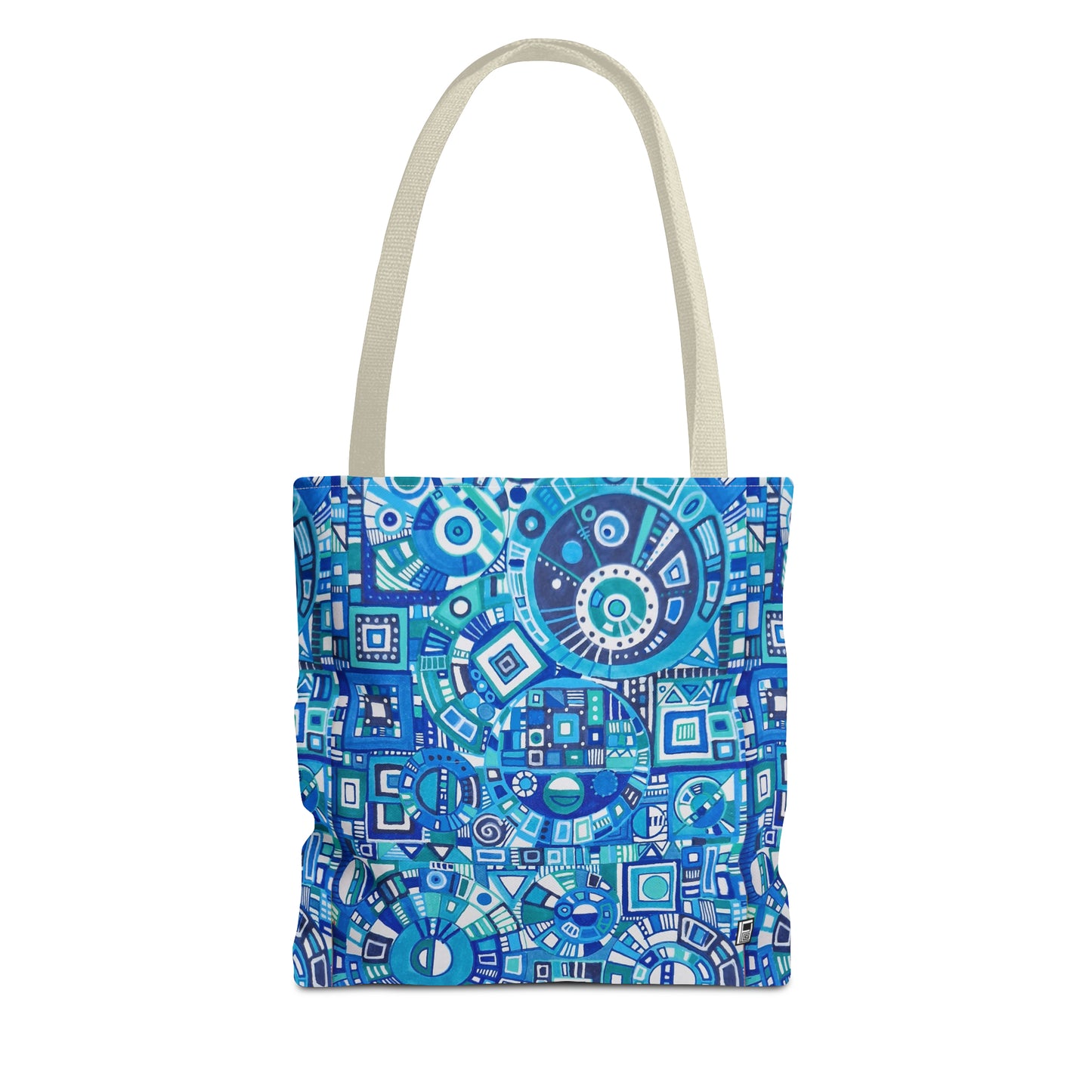 Tote Bag  - No. 262 Geometric Blue - By Irish Artist Fiona de Lacy