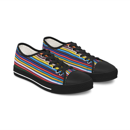 Women's Low Top Sneakers, - No.307 - Multicoloured Lines - By Irish Artist Fiona de Lacy