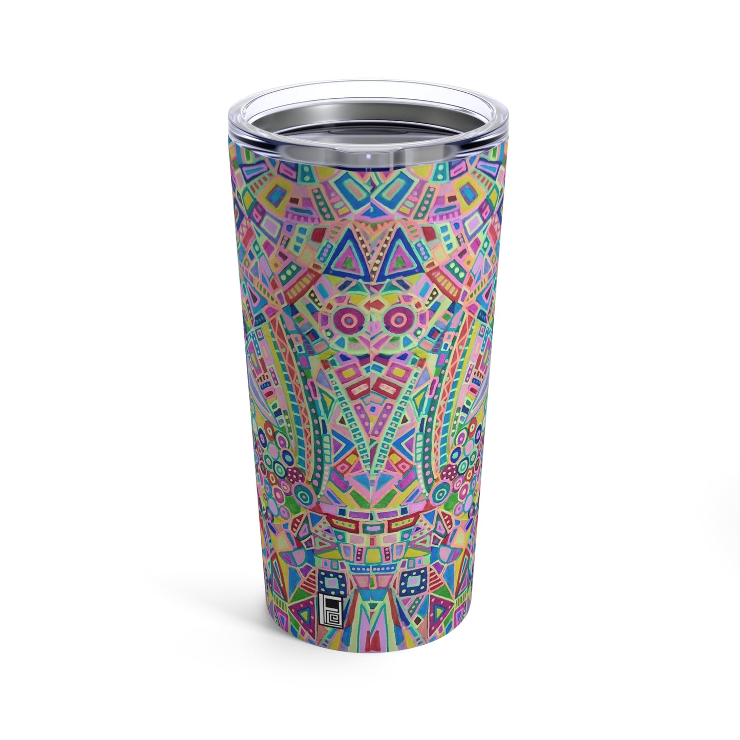 Tumbler 20oz - No.  259 - Multicoloured abstract Mouse - By Irish Artist Fiona de Lacy