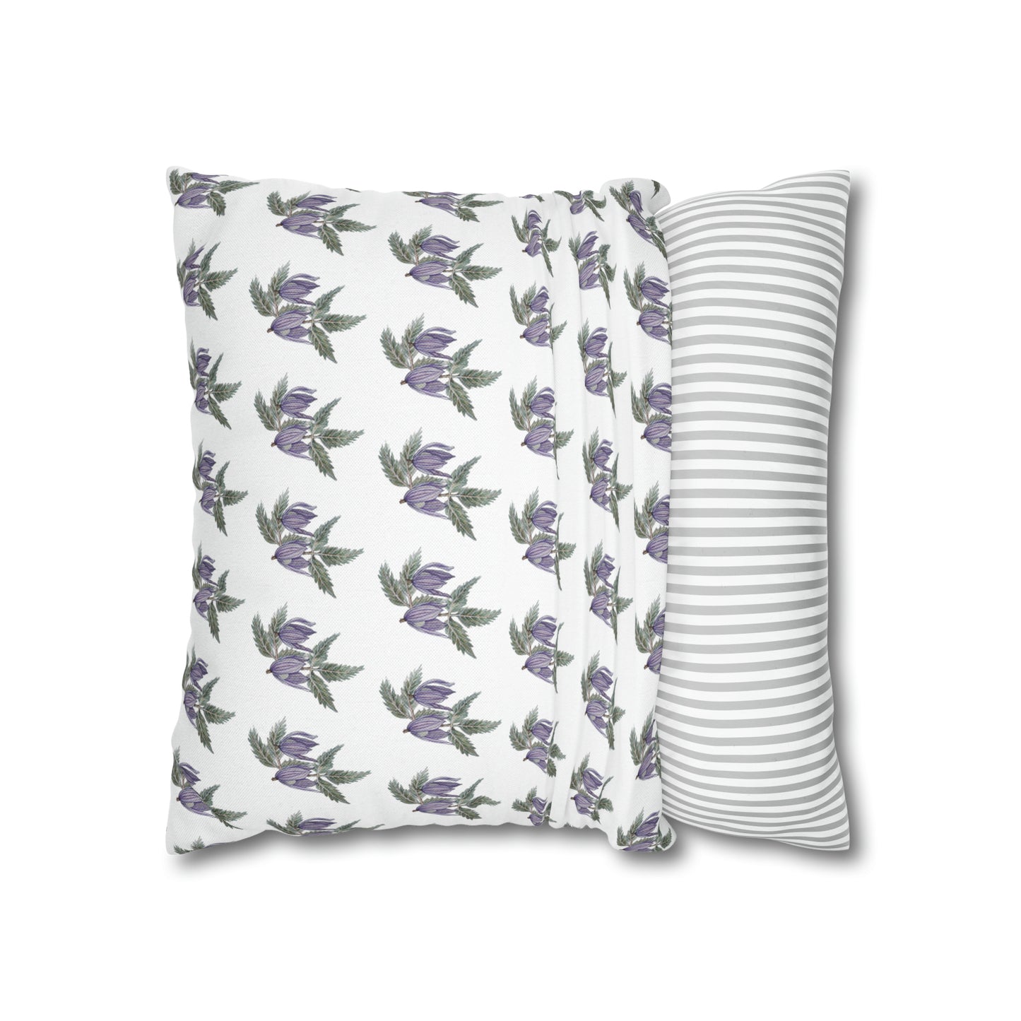 Cushion Pillow Case - No. 270 - Purple Drop Flowers on White