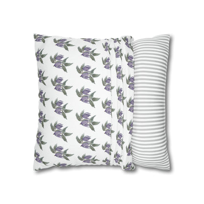 Cushion Pillow Case - No. 270 - Purple Drop Flowers on White