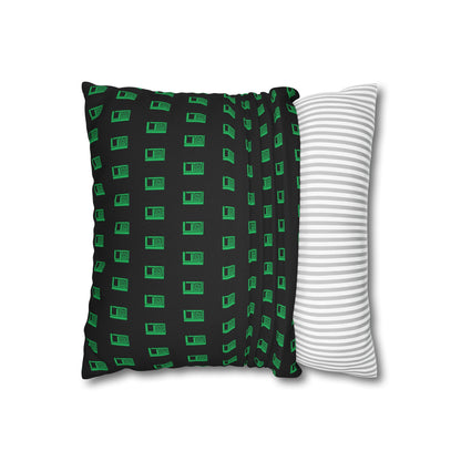 Cushion Pillow Case - No. 000GN - Green Logo on Black