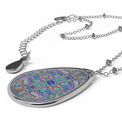 Oval Necklace - No. 255 - Multicoloured Abstract - By Irish Artists Fiona de Lacy