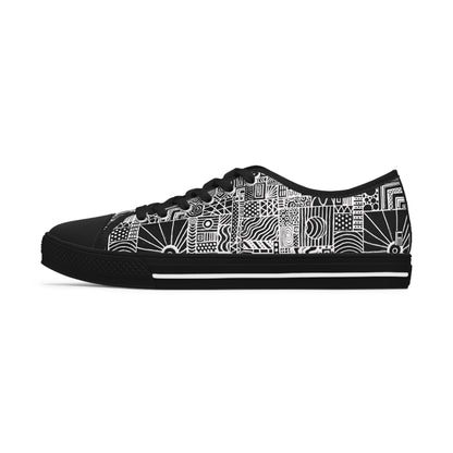 Women's Low Top Sneakers - No. 252 - Black & White - By Irish Artist Fiona de Lacy