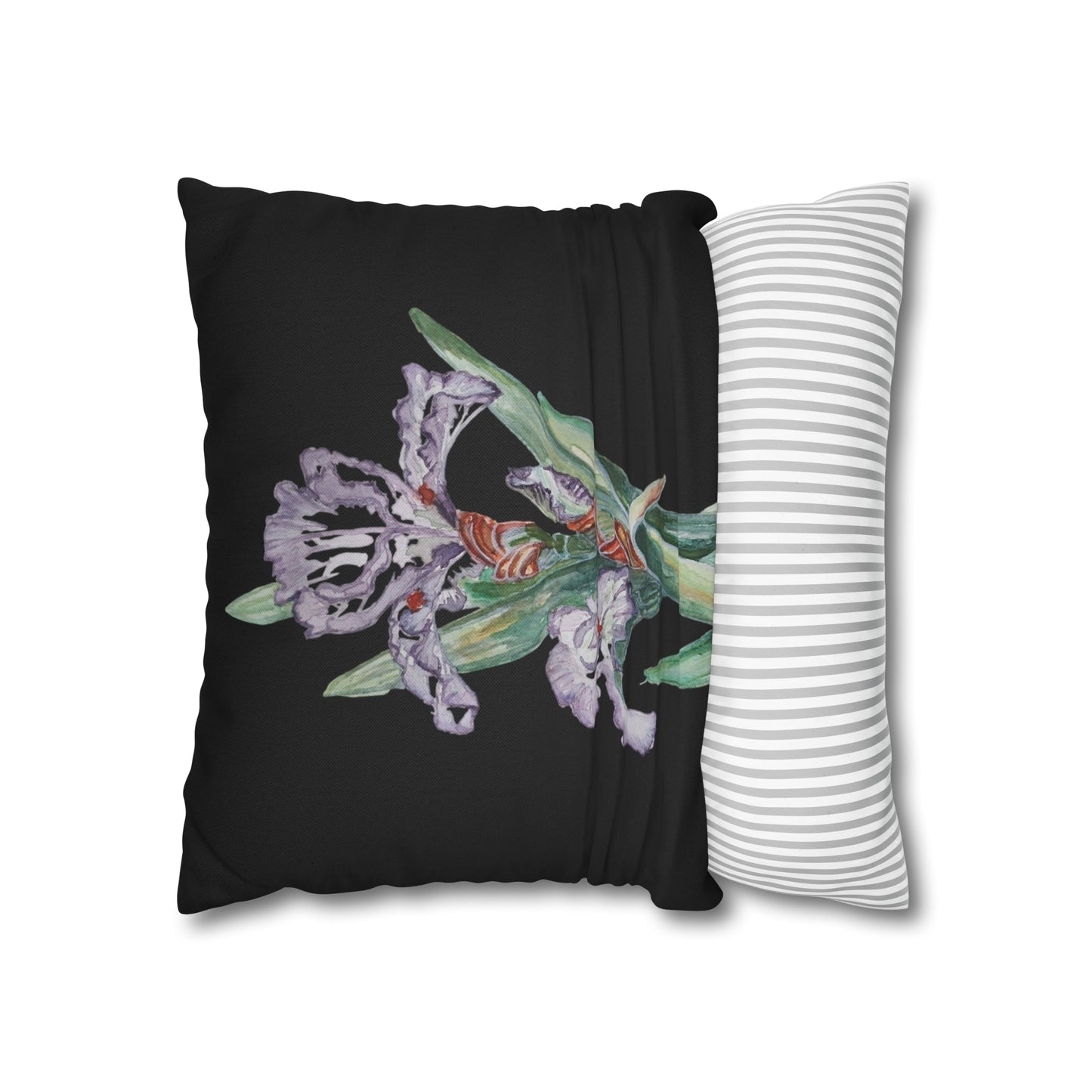 Cushion Pillow Case - No. 272 - Purple Orchid on Black