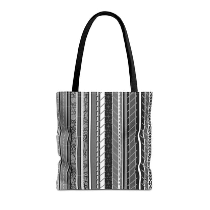 Tote Bag  - No. 298 A -  Black, White, Grey Stripes