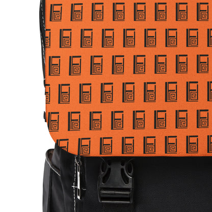 Casual Shoulder Backpack,  No. 000 - Artists Logo on Orange -  By Irish Artist Fiona de Lacy