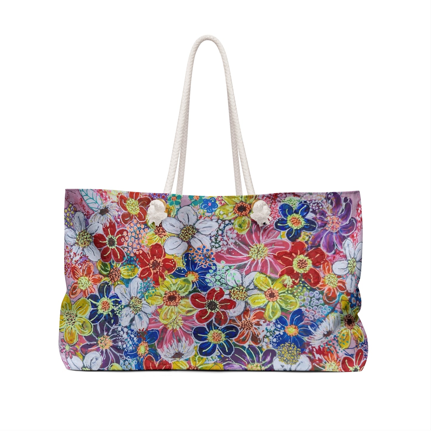 Weekender / Beach / Overnight Bag -  No. 241 - Flowers on Pink