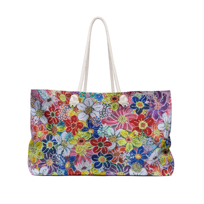 Weekender / Beach / Overnight Bag -  No. 241 - Flowers on Pink