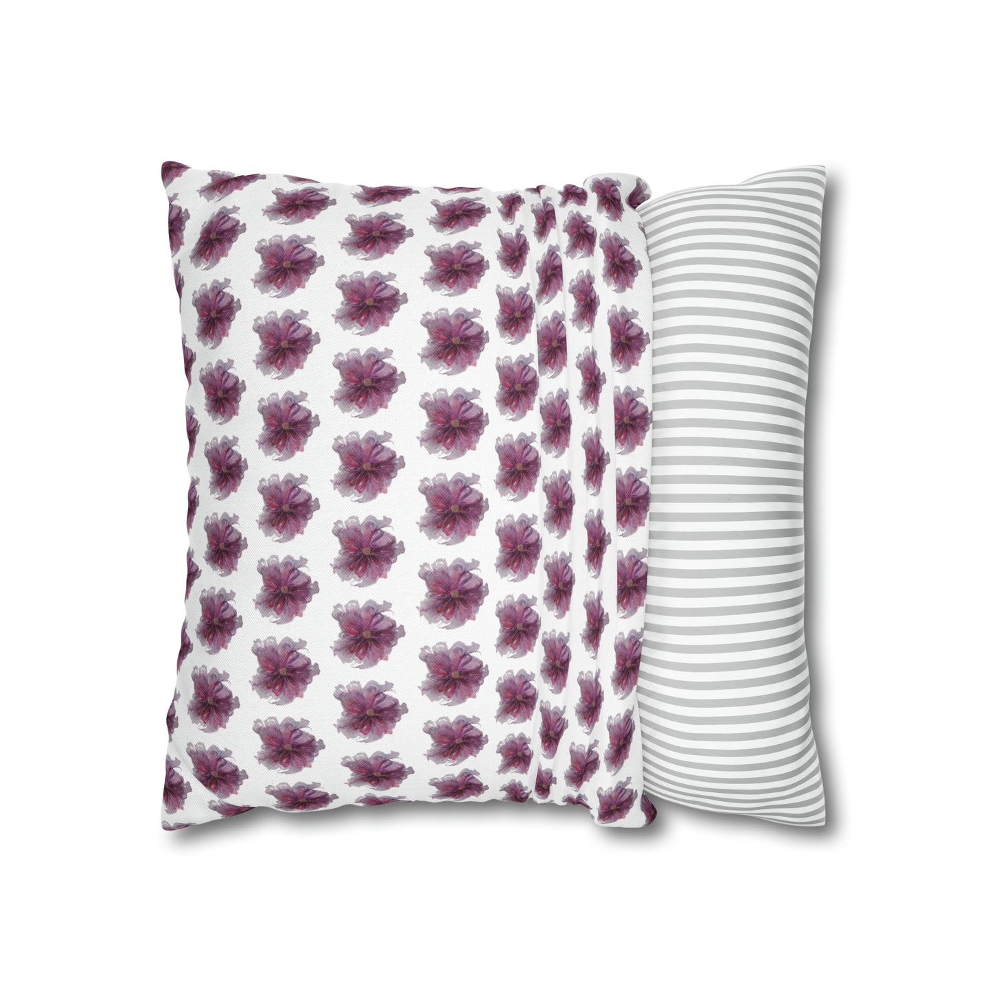 Cushion Pillow Case - No 269 Pink / Purple Flower on White