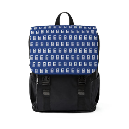 Casual Shoulder Backpack,  No. 000 - Artists Logo on Navy -  By Irish Artist Fiona de Lacy