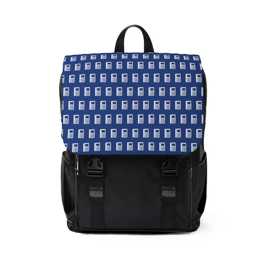 Casual Shoulder Backpack,  No. 000 - Artists Logo on Navy -  By Irish Artist Fiona de Lacy