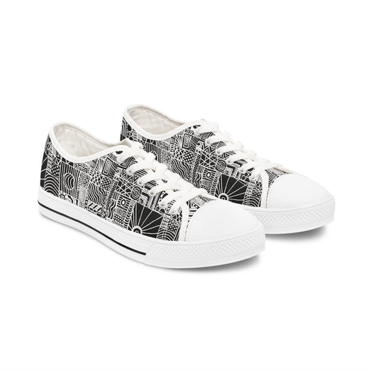 Women's Low Top Sneakers - No. 252 - Black & White - By Irish Artist Fiona de Lacy