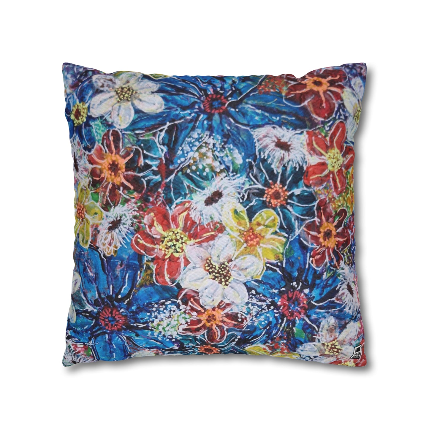 Cushion Pillow Case - No. 242 -  Large Blue Flowers