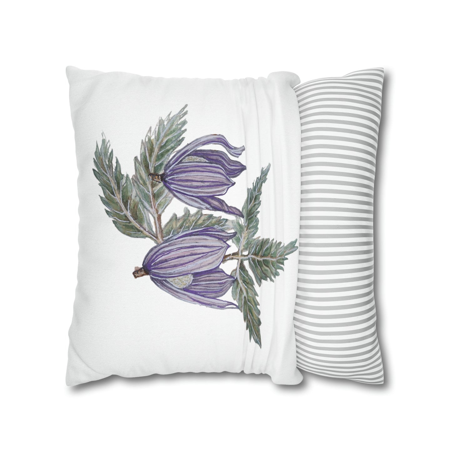 Cushion Pillow Case - No. 270 Purple Drop Flowers on White