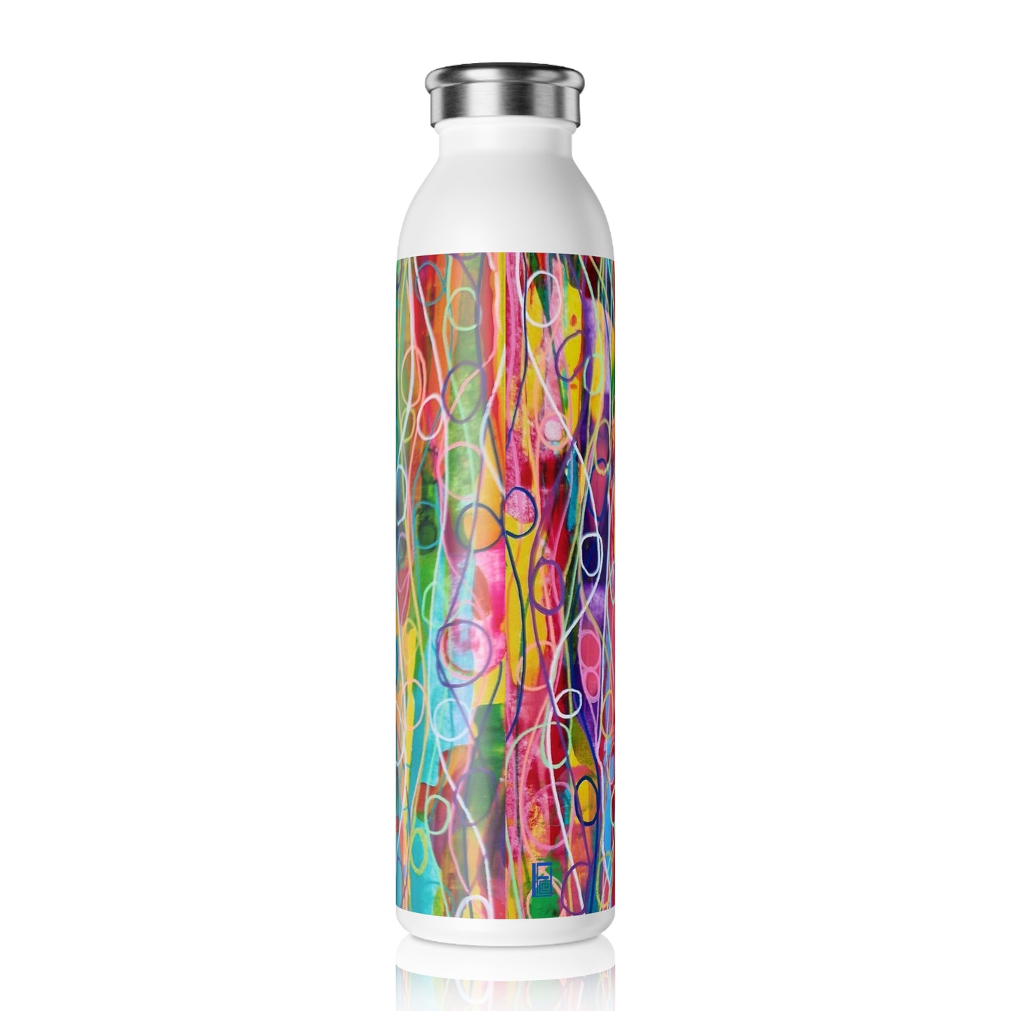 Slim Water Bottle - No. 239 'Droplets' - By Irish Artist Fiona de Lacy