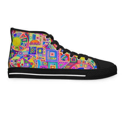 Women's High Top Sneakers - No. 260 - Multicoloured Abstract - By Irish Artist Fiona de Lacy