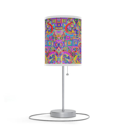 Lamp on a Stand, US|CA plug - No. 260 - Multicolour Abstract on Pink