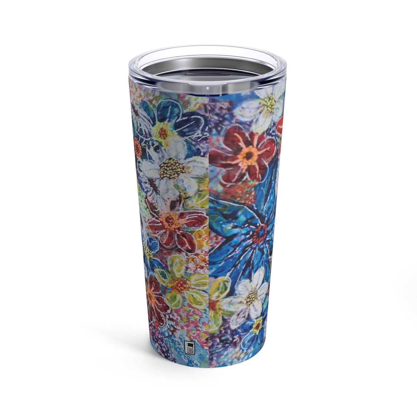 Tumbler 20oz - No.  242 - By Irish Artist Fiona de Lacy - Multicoloured Flowers