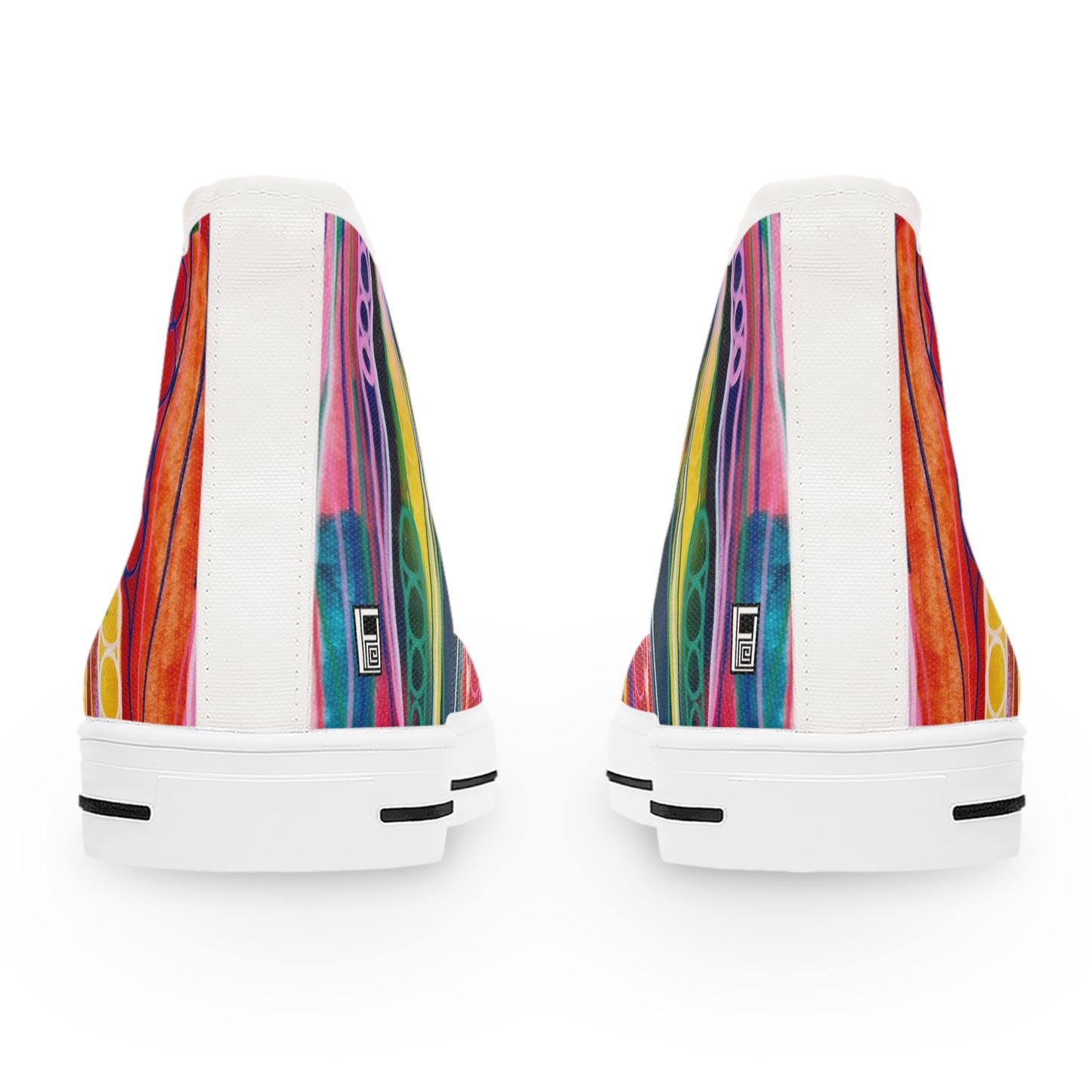 Women's High Top Sneakers, No. 237 B 'Pods' Orange Heel - Multicoloured - Designed by Irish Artist Fiona de Lacy