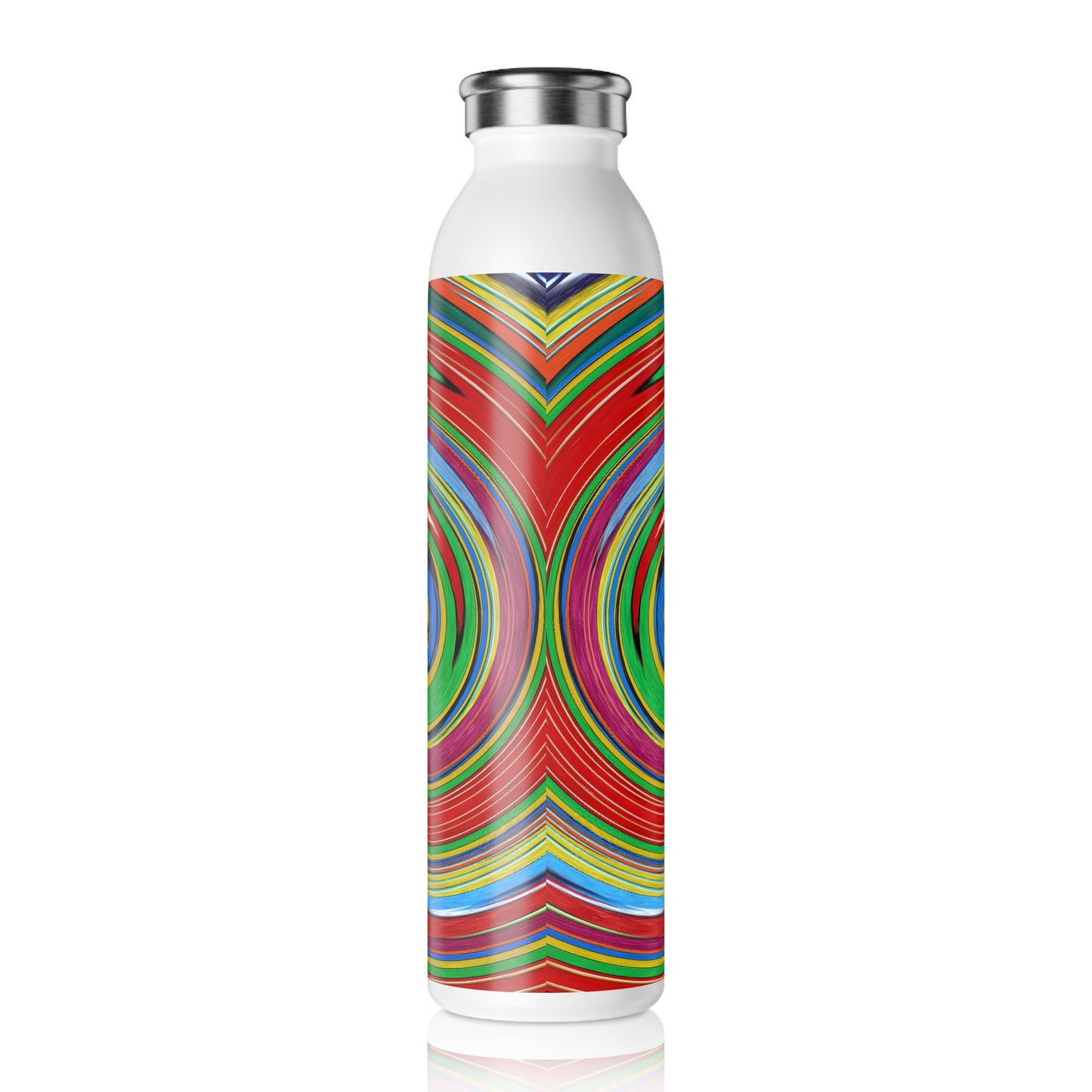 Slim Water Bottle - No. 303 - Blue & Orange swirl - By Irish Artist Fiona de Lacy