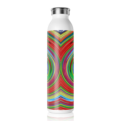 Slim Water Bottle - No. 303 - Blue & Orange swirl - By Irish Artist Fiona de Lacy