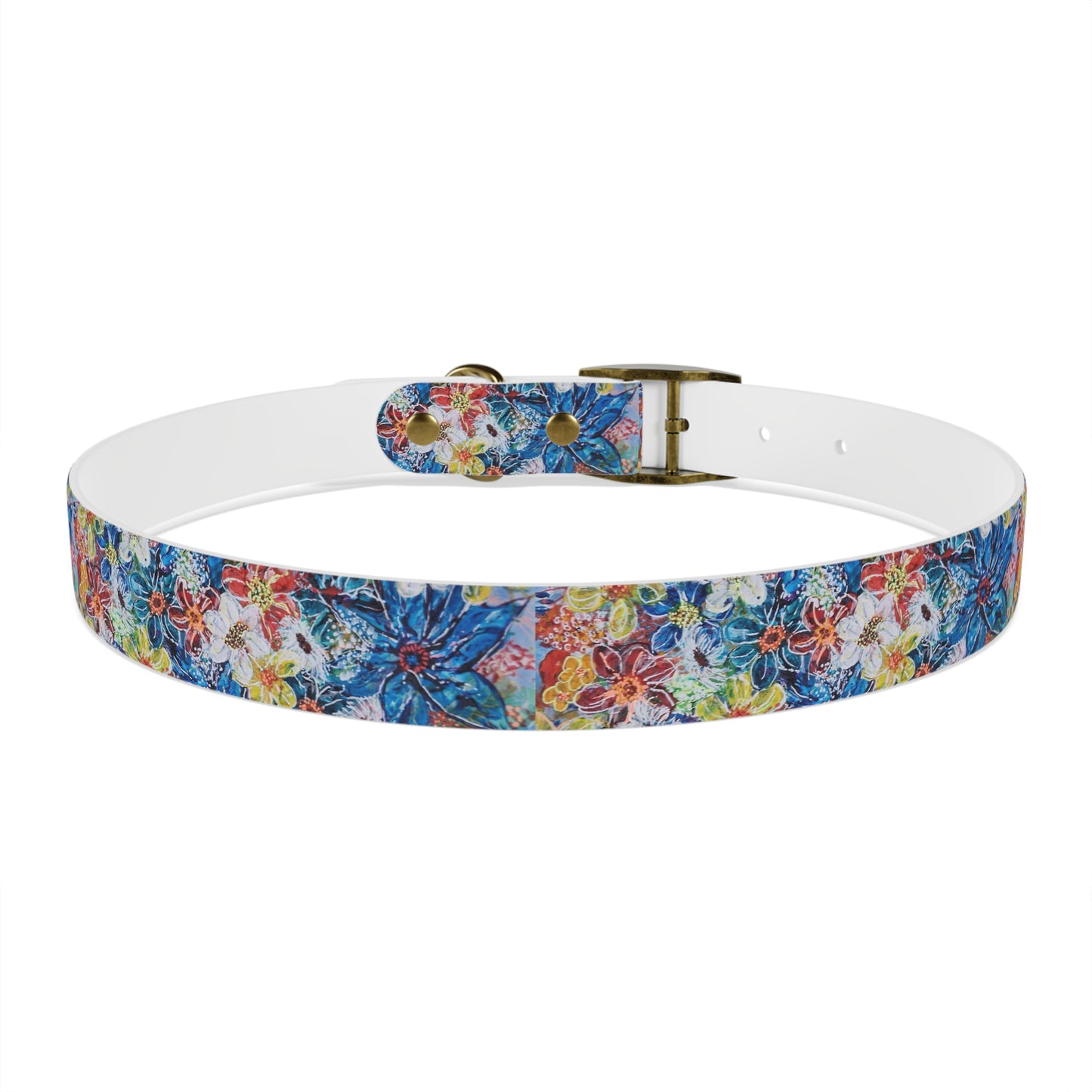 Dog Collar - No. 242 - Large Blue Flowers