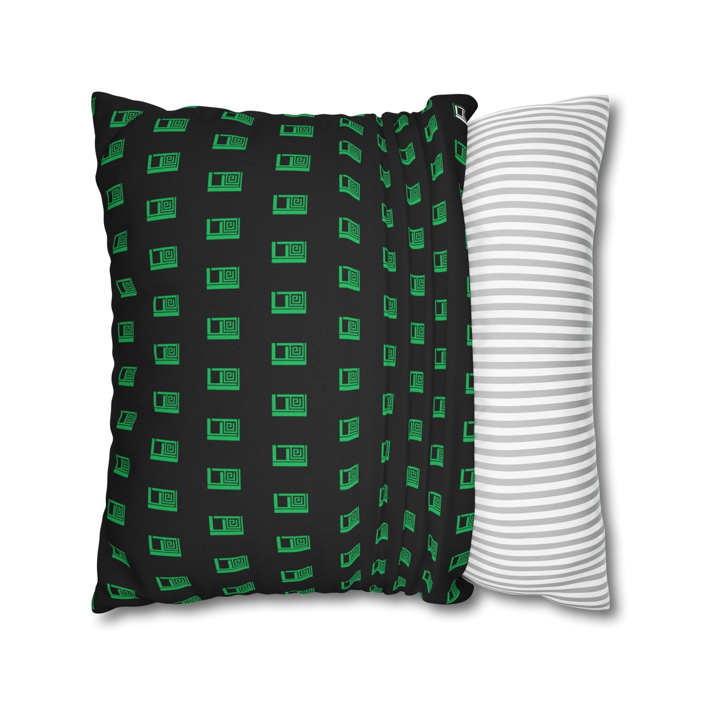 Cushion Pillow Case - No. 000GN - Green Logo on Black