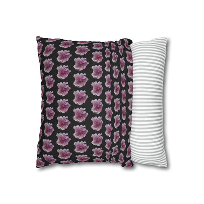 Cushion Pillow Case - No 269 Pink / Purple Flower on Black