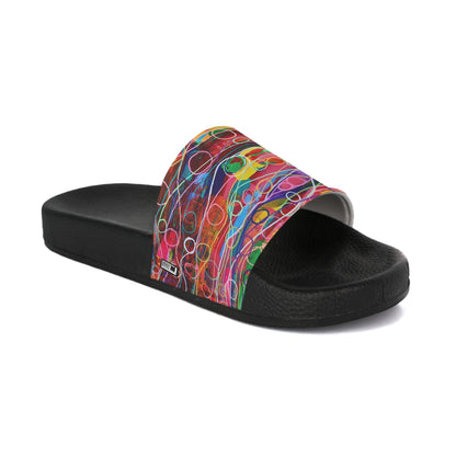 Women's Slide Sandals - No. 239 - Droplets - Multicoloured Abstract - By Irish Artist Fiona de Lacy