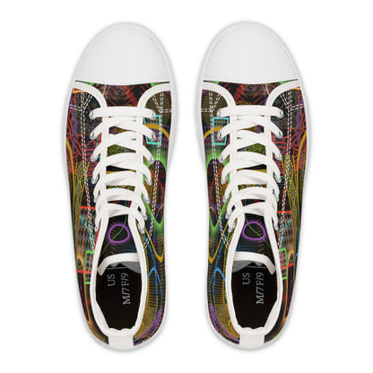 Women's High Top Sneakers, No. 299 - 'Rings' Multicoloured Abstract - By Irish Artist Fiona de Lacy