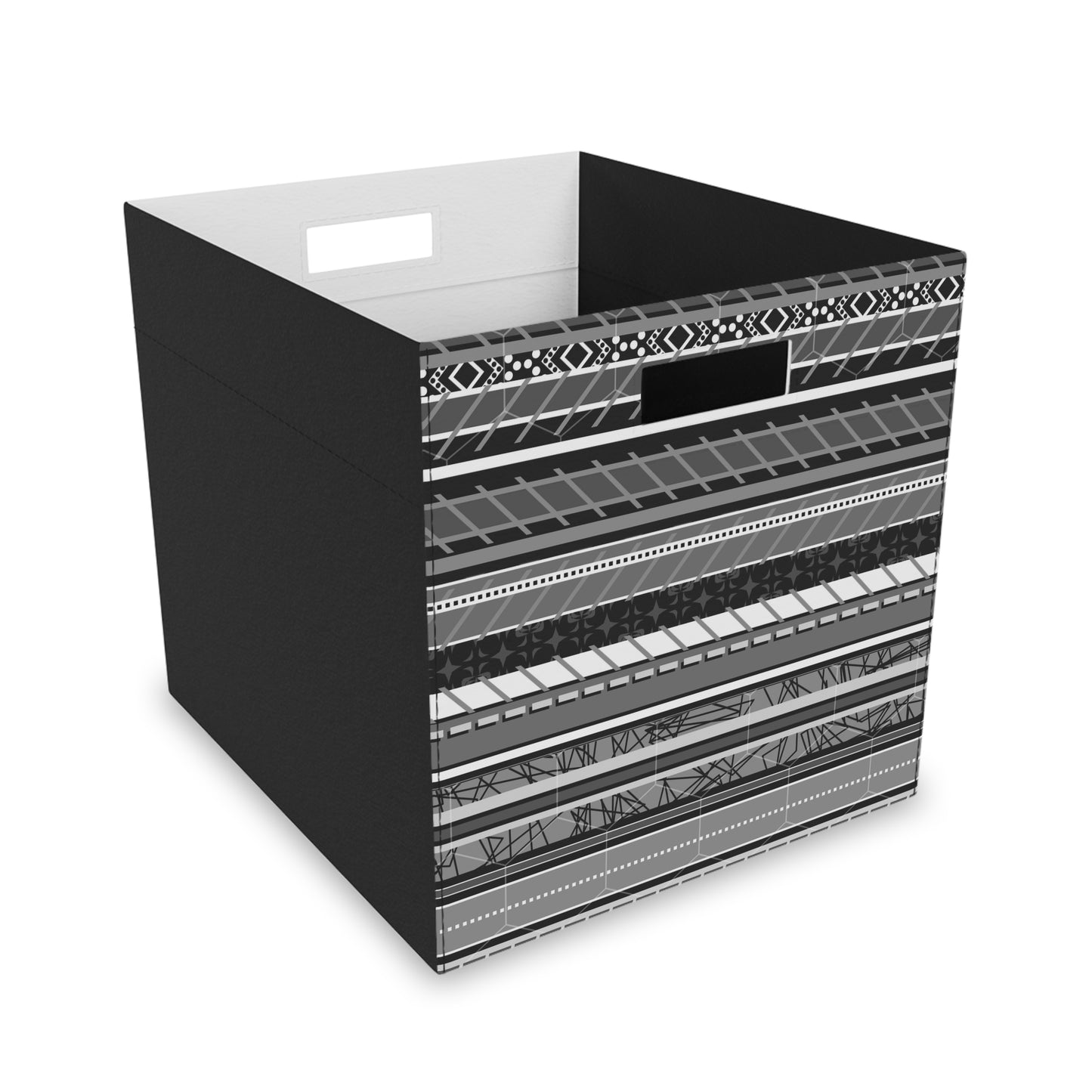 Felt Storage Box - No. 298 - Black & White Stripe - By Irish Artist Fiona de Lacy