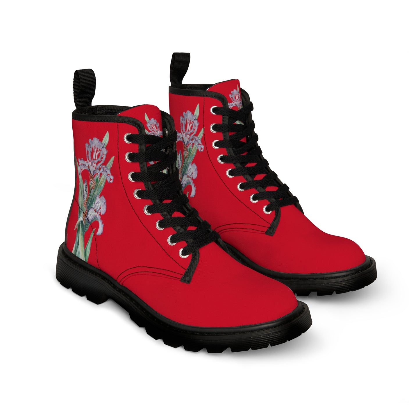 Women's Canvas Boots - No. 272  - Purple Orchid on Red