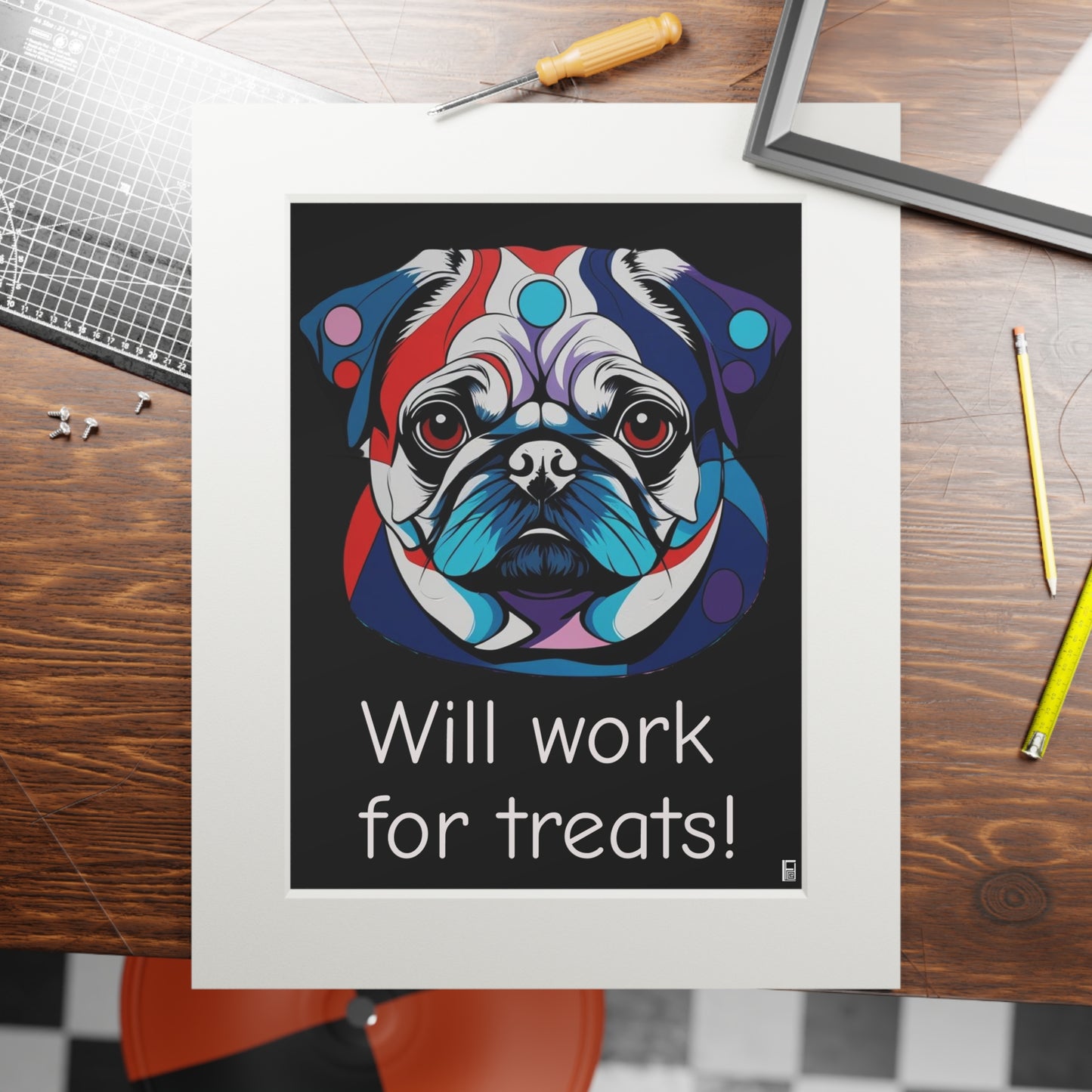 Fine Art Print (Cardboard Frame) - Pug
