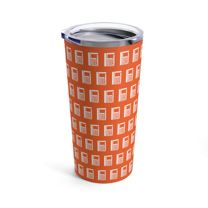 Tumbler 20oz - No. 000OE - White Logo on Orange - By Irish Artist Fiona de Lacy