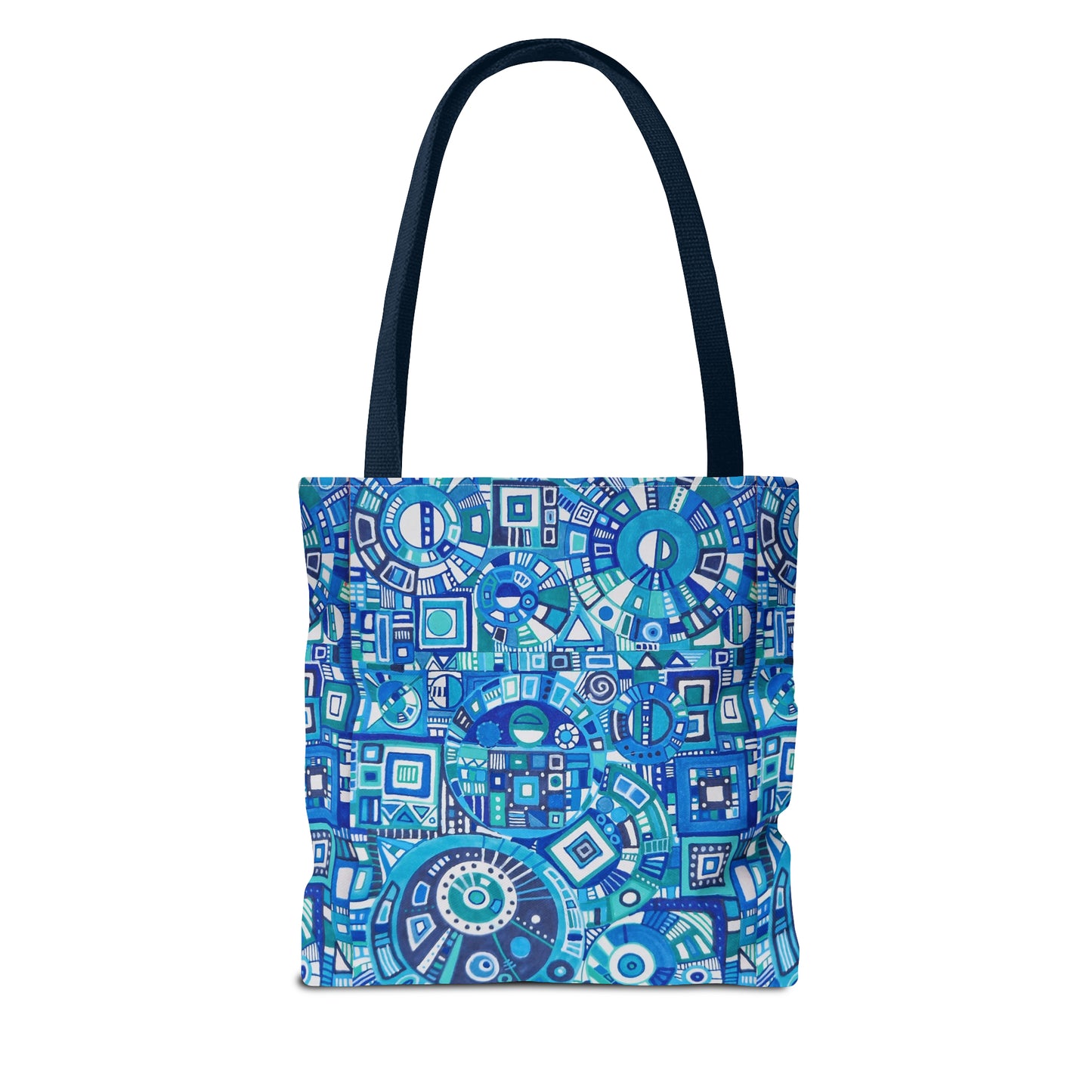 Tote Bag  - No. 262 Geometric Blue - By Irish Artist Fiona de Lacy