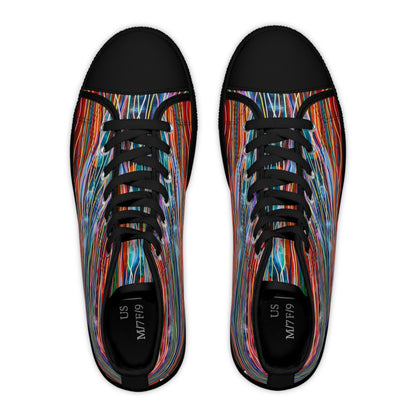 Women's High Top Sneakers, No. 236 - Oceans - Multicoloured lines - By Irish Artist Fiona de Lacy