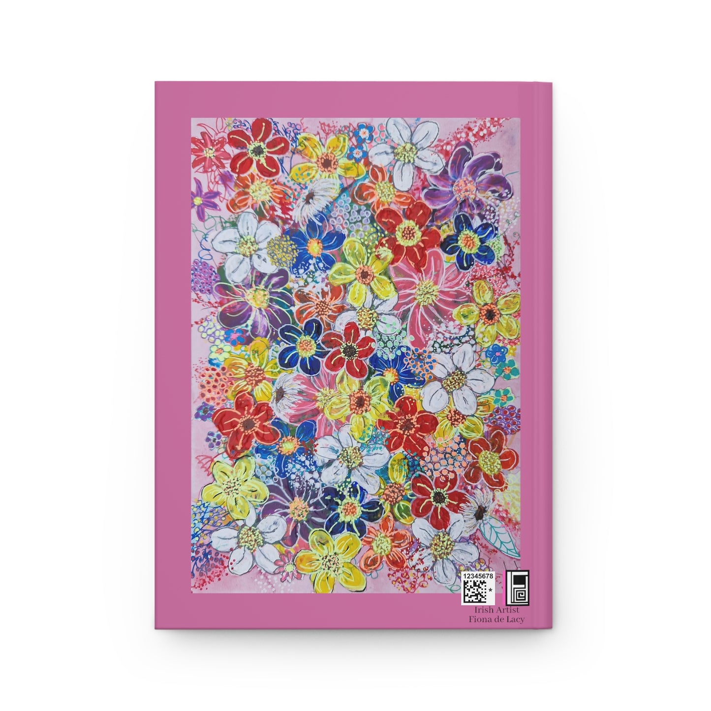 Hardcover Journal Matte (Lined) - No. 241 'Multicoloured Flowers on Pink' - By Irish Artist Fiona de Lacy