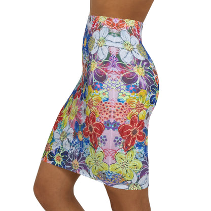 Women's Mini Skirt - No. 241 - Flowers on Pink