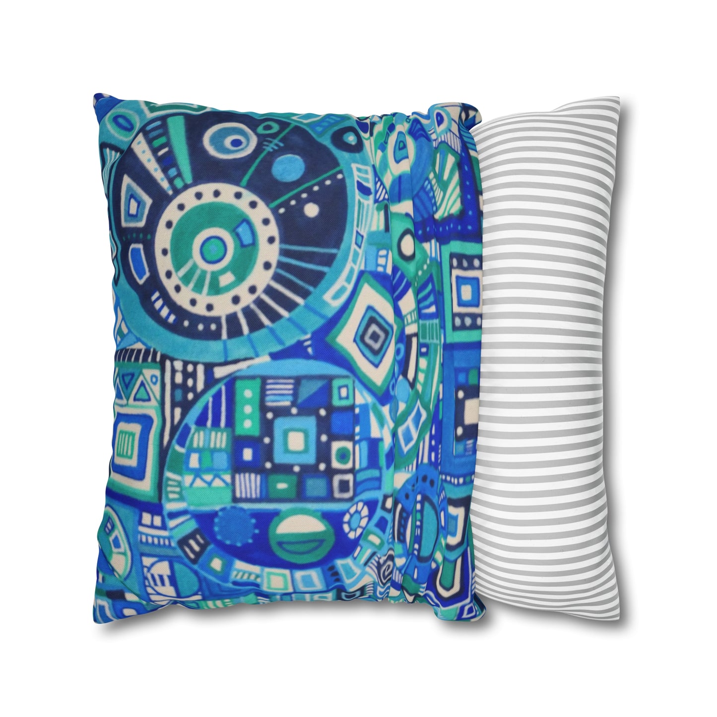 Cushion Pillow Case - No. 262 - Blue Geometric Abstract