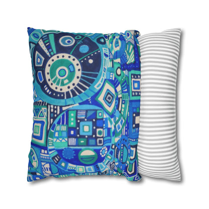 Cushion Pillow Case - No. 262 - Blue Geometric Abstract