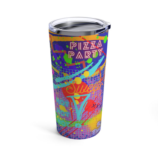 Tumbler 20oz - No. 232 - 'Pizza Party' Graffiti - By Irish Artist Fiona de Lacy